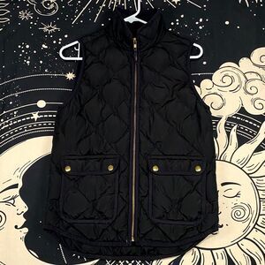 J.Crew Excursion Puffer Vest Jacket Women XS Black Down Quilted ZipUp Streetwear